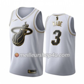 Maillot Basket Homme Miami Heat Dwyane Wade 3 2019-20 Nike Blanc Golden Edition Swingman